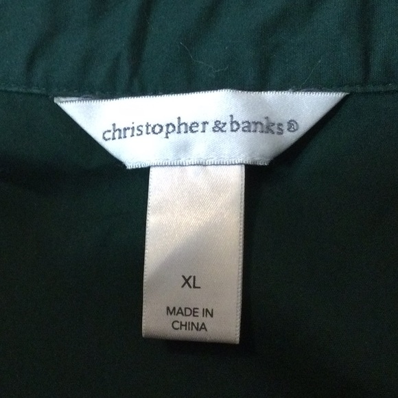 XL Christopher & Banks hunter green stretch button down blouse - Picture 15 of 16